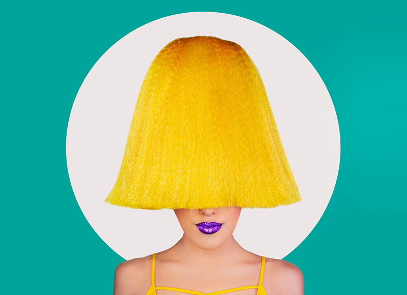 Yellow hair over eyes